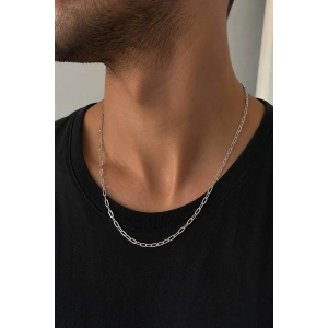 Gümüş Renk Unisex Çelik Zincir Kolye
