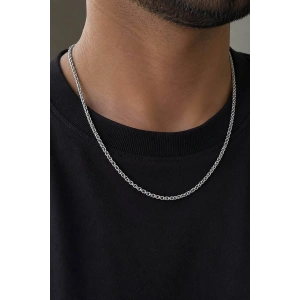 Gümüş Renk Unisex Çelik Zincir Kolye