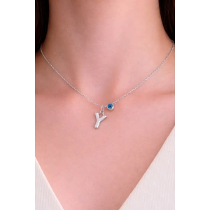 Gümüş Renk Y Harf Çelik Kolye