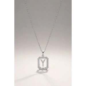 Gümüş Renk Y Harf Taş Detaylı Çelik Kolye