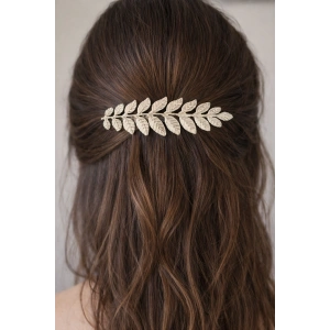 Gümüş Renk Yaprak Detaylı Metal Tarak Toka