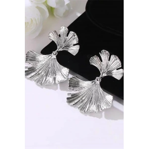 Gümüş Renk Yaprak Figürlü Küpe (Çift)