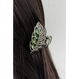 Gümüş Renk Yaprak Figürlü Metal Mini Mandal Toka