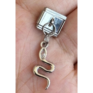 Gümüş Renk Yılan Figürlü Çelik Nomination Charm (Tek)