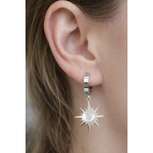 Gümüş Renk Yıldız Figürlü Çelik Küpe (Çift)