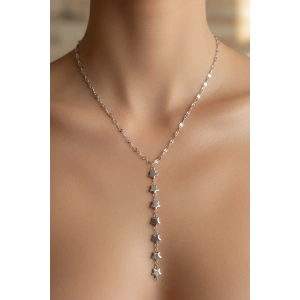 Gümüş Renk Yıldız Figürlü Çelik Y Kolye