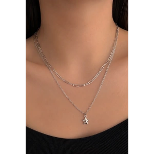 Gümüş Renk Yıldız Figürlü İkili Kolye