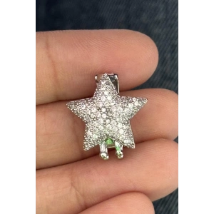 Gümüş Renk Yıldız Figürlü Taş Detaylı Ajda Charm / Kolye/ Bileklik Ucu