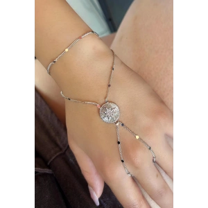 Gümüş Renk Yıldız Figürlü Taş Detaylı Şahmeran