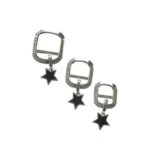 Gümüş Renk Yıldız Figürlü Taş Detaylı VİP 3lü YSX Küpe Set