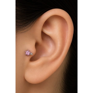 Gümüş  Renk Yıldız Figürlü  Taşlı Cerrahi Çelik Tragus/Kıkırdak Küpe/Piercing (Tek)