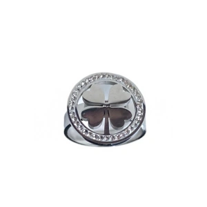 Gümüş Renk Yonca Figürlü Ayarlanabilir Çelik Yüzük