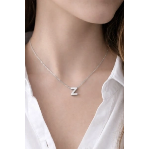 Gümüş Renk Z Harf Çelik Kolye