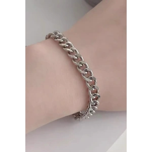 Gümüş Renk Zincir Çelik Bileklik (Unisex)