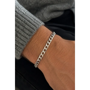 Gümüş Renk Zincir Çelik Bileklik (Unisex)