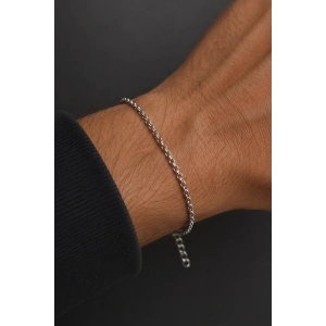Gümüş Renk Zincir Çelik Bileklik (Unisex)