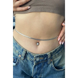 Gümüş Renk Zincir Detaylı Çelik Bel Zinciri