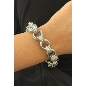 Gümüş Renk Zincir Detaylı Çelik Bileklik