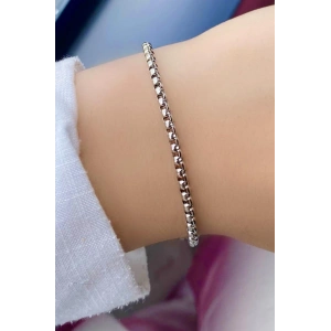 Gümüş Renk Zincir Detaylı Çelik Bileklik (Unisex)