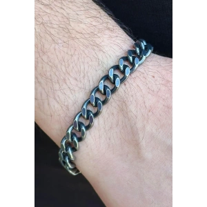 Gümüş Renk Zincir Detaylı Erkek Çelik Bileklik