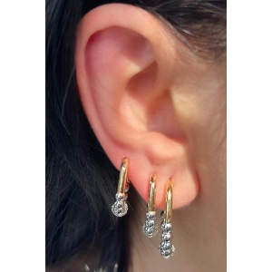 Gümüş Ve Altın Renk 3lü YSX Küpe Set