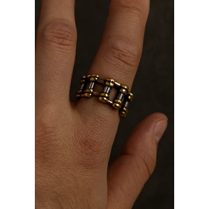 Gümüş Ve Altın Renk Ayarlanabilir Çelik Erkek Yüzük