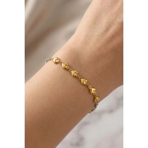 Gümüş Ve Altın Renk Kalp Figürlü Çelik Bileklik