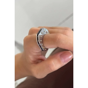 Gümüş Ve Altın Renk Metal Ayarlanabilir Yüzük