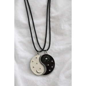 Gümüş Ve Ay Figürlü İkili Çelik Çift/ Best Friend Kolyesi