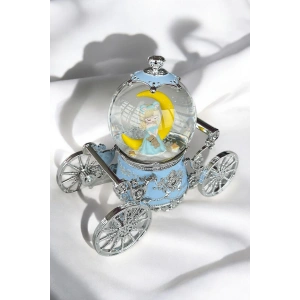 Gümüş Ve Mavi Renk Kız Figürlü Tekerlek Detaylı Müzikli Işıklı Kar Küresi