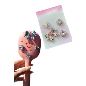 Gümüş Ve Pembe Renk Karışık Figürlü Tarak Charmı