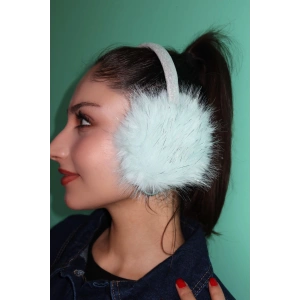 Gümüş Ve Su Yeşili Renk Simli Peluş Kulaklık