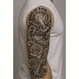 Güvercin Ve Göz Figürlü 12 Saat Sonra Kararan Geçici Kol Dövme Tattoo