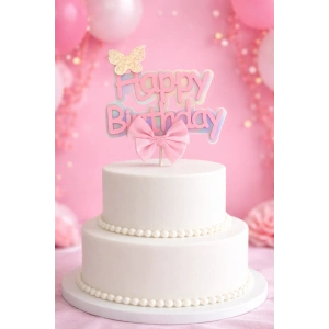 Happy Birthday Yazılı Pasta Süsü