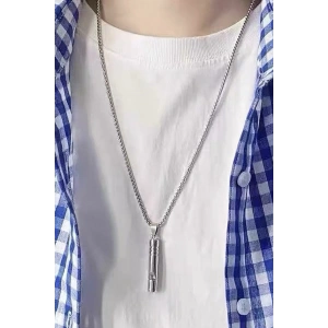 Hayatta Kalma ve Acil Yüksek Ses Çelik Düdük Deprem Kolyesi Kadın & Erkek