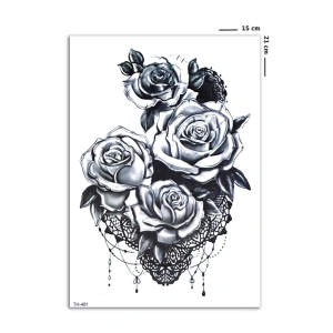 Hint Motifli Gül Geçici Dövme Tattoo