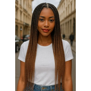 İki Renk Ombreli Afrika Zenci Örgüsü Box Braid Sentetik Saç 60cm 100gr