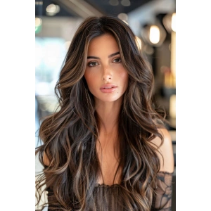 Isıya Dayanıklı Yarımay Çıt Çıt Saç - 2h6 - Kahverengi Balyaj - Dalgalı - 60 Cm - 110 Gr