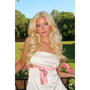 Isıya Dayanıklı Yarımay Çıt Çıt Saç - 613C - Platin Sarı - Dalgalı - 60 Cm - 110 Gr