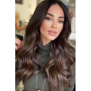 Isıya Dayanıklı Yarımay Çıt Çıt Saç - Ht6k - Kestane Kahvesi - Dalgalı - 60 Cm - 110 Gr (Begüm)