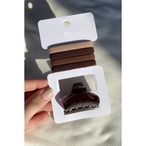 Kahve Renk Lastik Mandal Toka Set