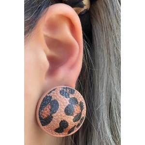 Kahve Renk Leopar Desenli Küpe (Çift)