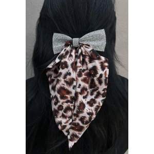 Kahve Renk Leopar Desenli Taş Detaylı Otomat Toka