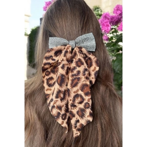 Kahve Renk Leopar Desenli Taş Detaylı Otomat Toka