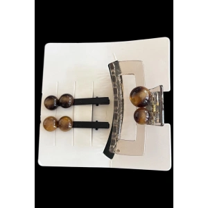 Kahve Renk Mandal Toka Ve Yan Toka Set