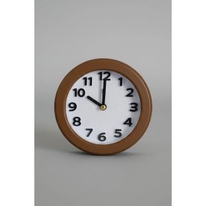 Kahve Renk Mini Dekoratif Alarmlı Yuvarlak Masa Saati