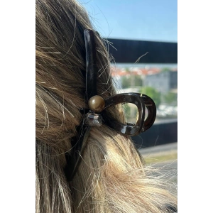 Kahve Renk Taş Detaylı Mandal Toka