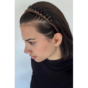 Kahve Renk Taş Detaylı Taraklı Taç