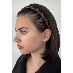 Kahve Renk Taş Detaylı Taraklı Taç