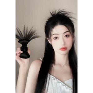 Siyah Renk Dağınık Topuz Detaylı Mandal Toka Ve Tel Toka